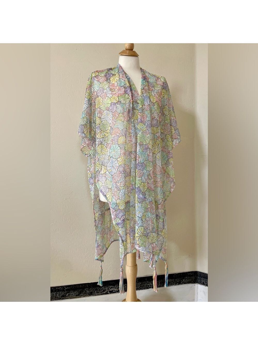 Handmade Floral Pastel Cover-Up | Boho Cottagecore Fairycore Kimono (S-M)